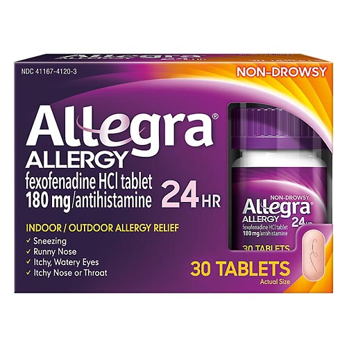 Image for Allegra Allergy Relief, Non-Drowsy, 180 mg, Tablets,30ea from JOSEPH PHARMACY