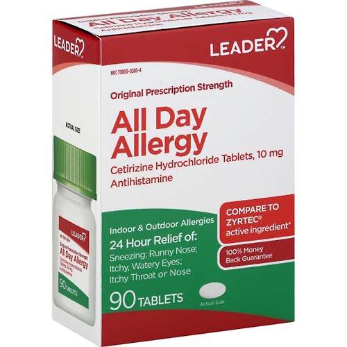 Image for Leader All Day Allergy Relief, 24 Hr,Original, Tablet,90ea from JOSEPH PHARMACY