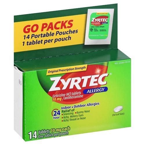 Image for Zyrtec Allergy, Original Prescription Strength, Tablets, Go Packs,14ea from JOSEPH PHARMACY